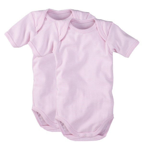 Baby Body - Kinder Body kurzarm rosa weiss Doppelpack Größe 50-134