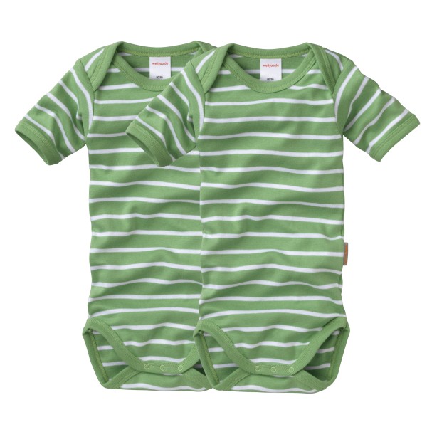 Baby Body - Kinder Body kurzarm grün weiss Doppelpack Größe 50-134