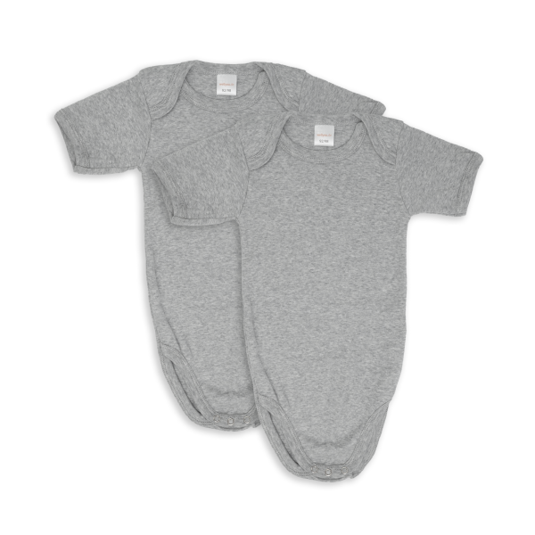 Baby Body - Kinder Body kurzarm grau uni Doppelpack Größe 92-134