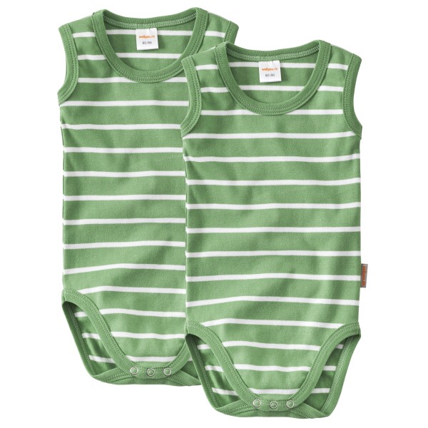 Baby Body - Kinder Body ohnearm grün weiss Doppelpack Größe 56-134