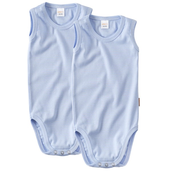 Baby Body - Kinder Body ohnearm hellblau weiss Doppelpack Größe 92-134