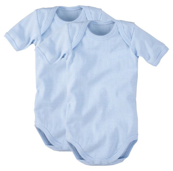 Baby Body - Kinder Body kurzarm hellblau weiss Doppelpack Größe 50-134